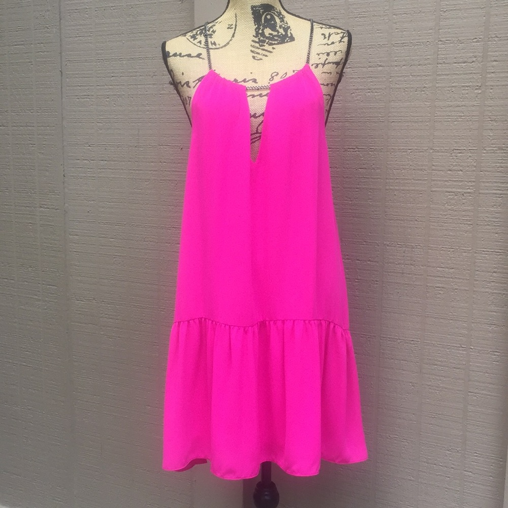 Sz M Amanda Uprichard Hot Pink Midi Dress EUC